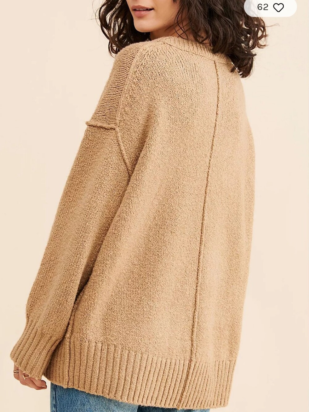 AWESOME! FREE PEOPLE CAMEL*BROOKSIDE* OVERSIZED SWEATER-L - Picture 8 of 9